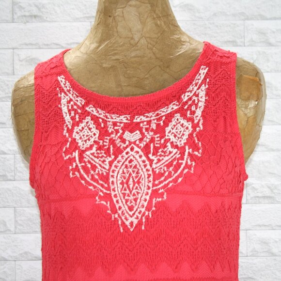 XHILARATION Dress Lace Sleeveless Sundress Pink Floral Sheer Mesh Midi Summer M - Picture 2 of 16